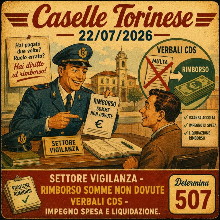 SETTORE VIGILANZA - RIMBORSO SOMME NON DOVUTE VERBALI CDS - IMPEGNO SPESA E LIQUIDAZIONE.