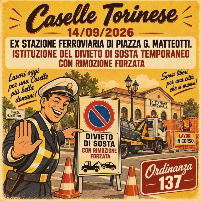 EX STAZIONE FERROVIARIA DI PIAZZA G. MATTEOTTI. ISTITUZIONE DEL DIVIETO DI SOSTA TEMPORANEO CON RIMOZIONE FORZATA